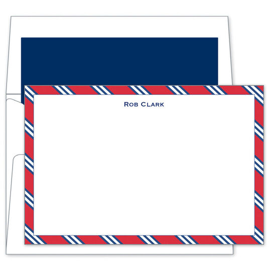 Red & Navy Repp Tie Flat Note Cards